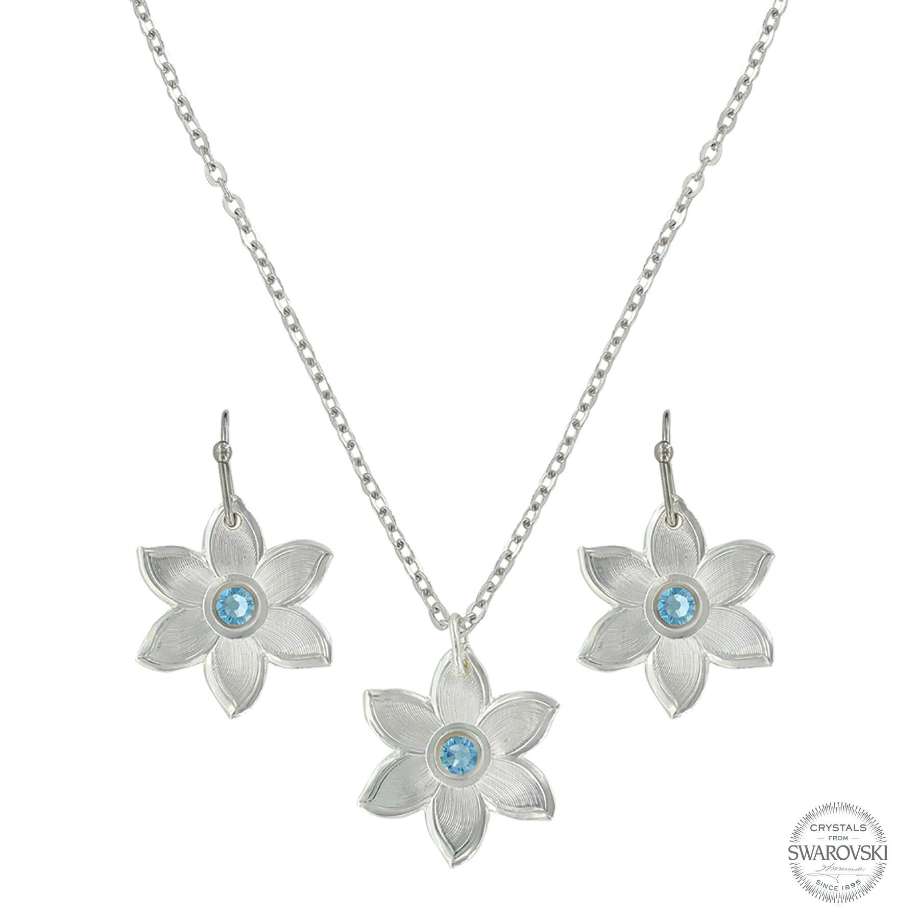 Big Sky Silver and Blue Logo - Montana Treasures Big Sky Blue Flower Jewelry Set | Montana Silversmiths