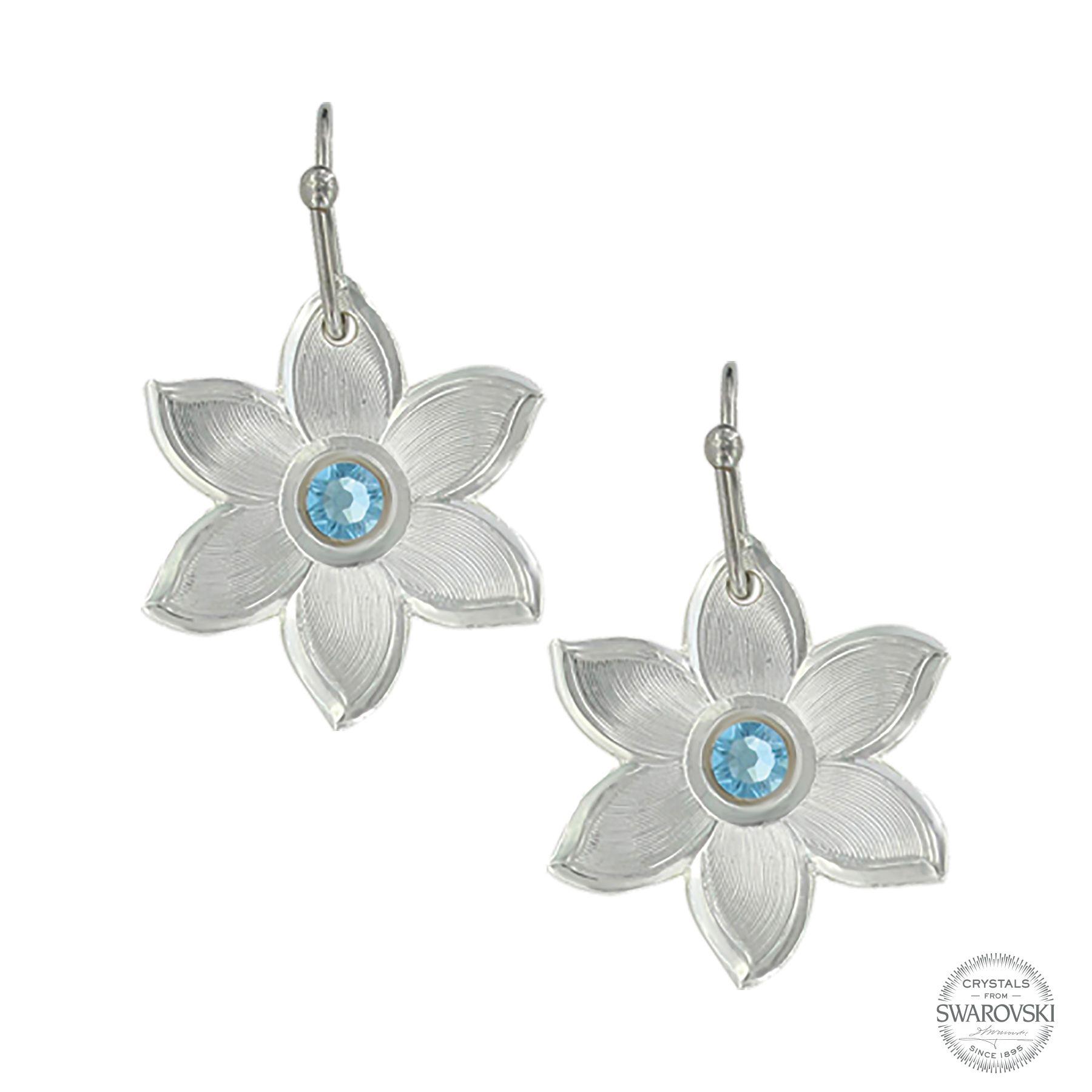 Big Sky Silver and Blue Logo - Montana Treasures Big Sky Blue Flower Earrings