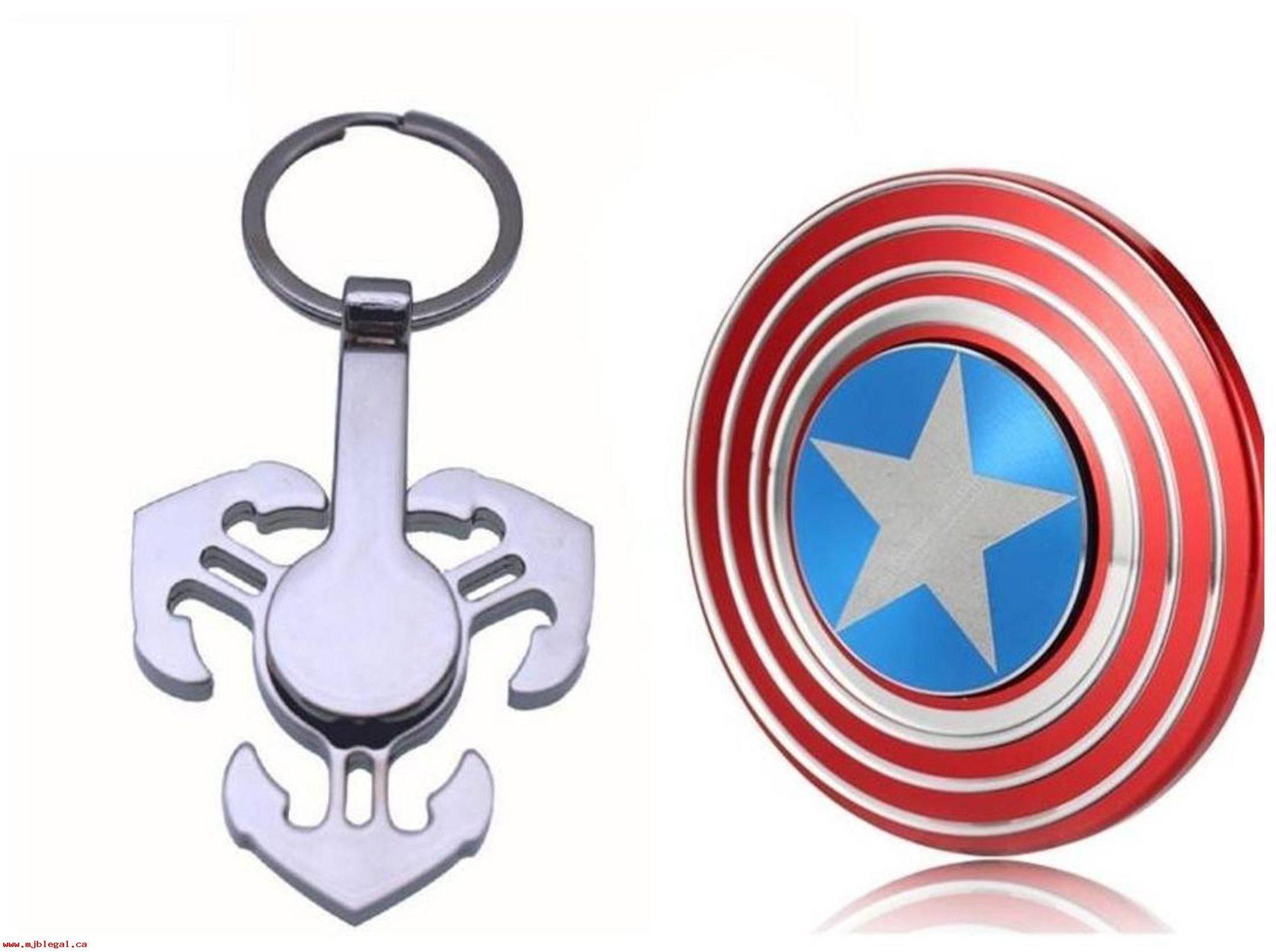 Shinning Multicolor Logo - Captain America & Anchor Shining Chrome Pendent Fidget Keychain Hand