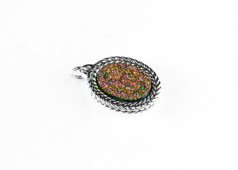 Shinning Multicolor Logo - Oxidised 0 Shape Pendant with Multicolor Shining Stones — Flaunt Basket