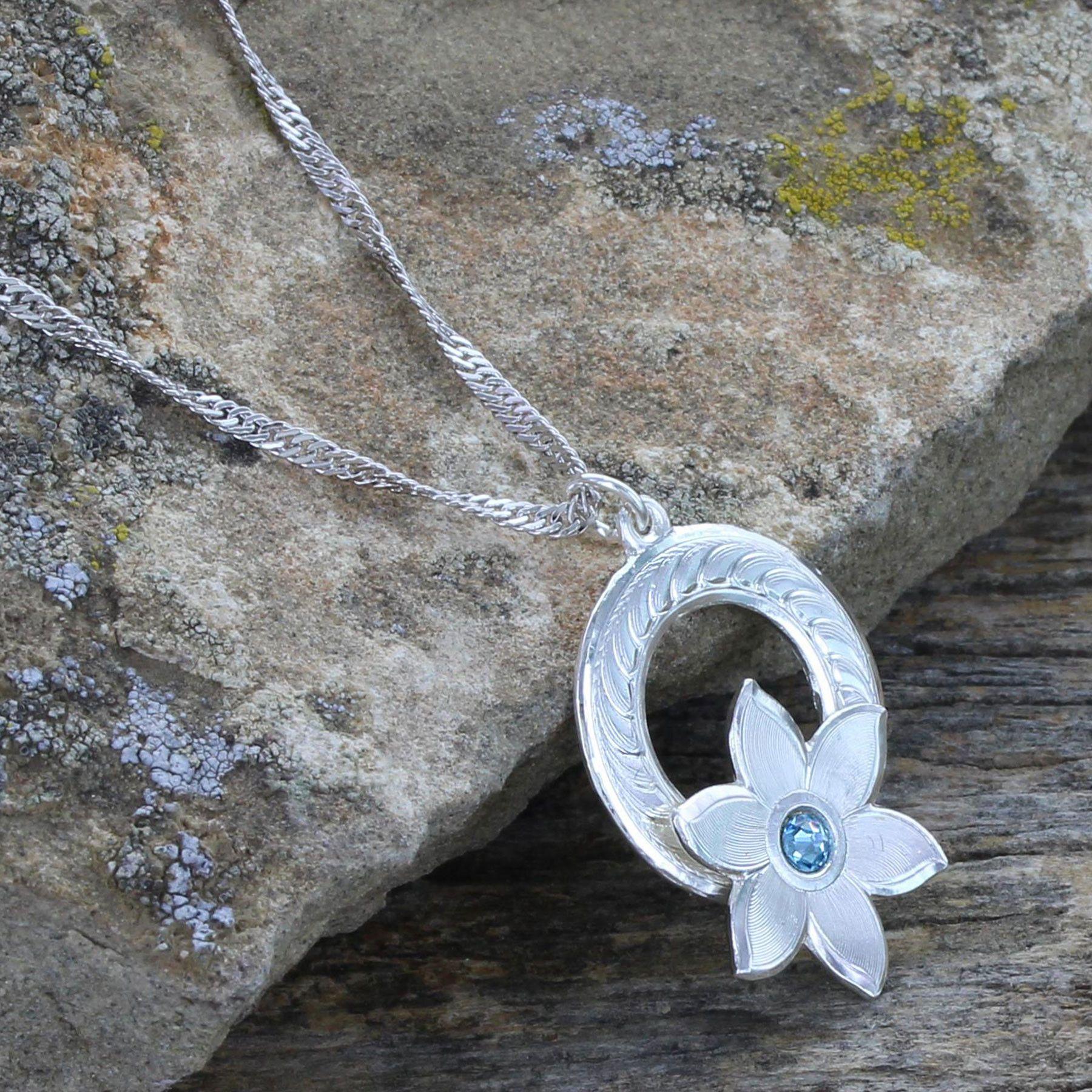 Big Sky Silver and Blue Logo - Big Sky Flower Garland Necklace | Montana Silversmiths