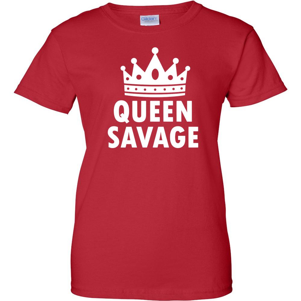 Savage Crown Logo - Queen Savage White Logo Womens T-Shirt – Read My Funny T Shirt