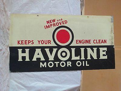 Old Havoline Logo - Vintage 1947 HAVOLINE MOTOR OIL GAS STATION 2 SIDED 22 METAL SIGN