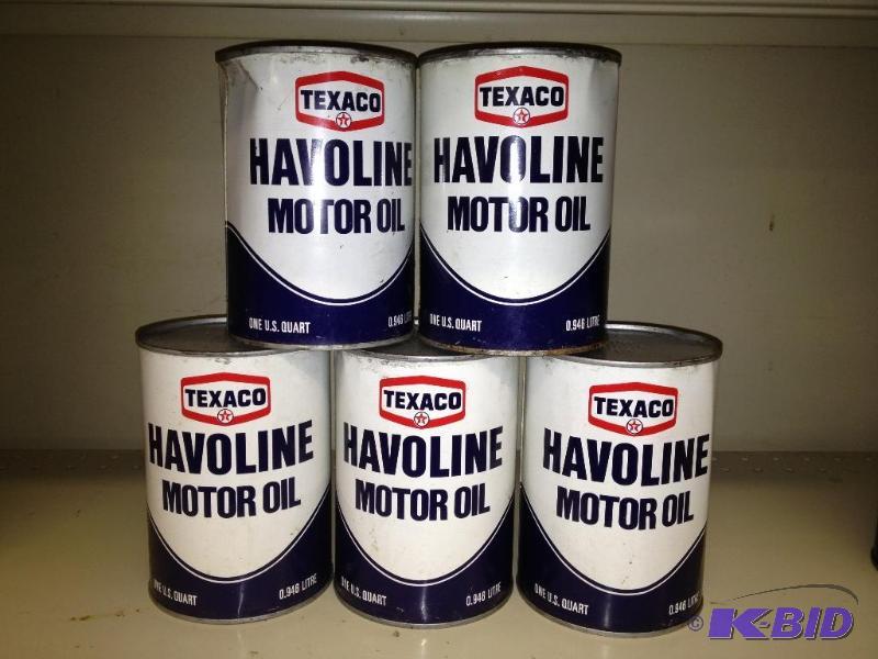 Old Havoline Logo - Vintage Texaco Havoline Motor Oil Cans, Never Opened, 1978. Lowry