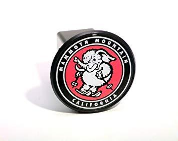 In a Red Circle Black Mammoth Logo - Mammoth Mountain Licensed Red/Black Hitch Cover, Hitch Covers ...