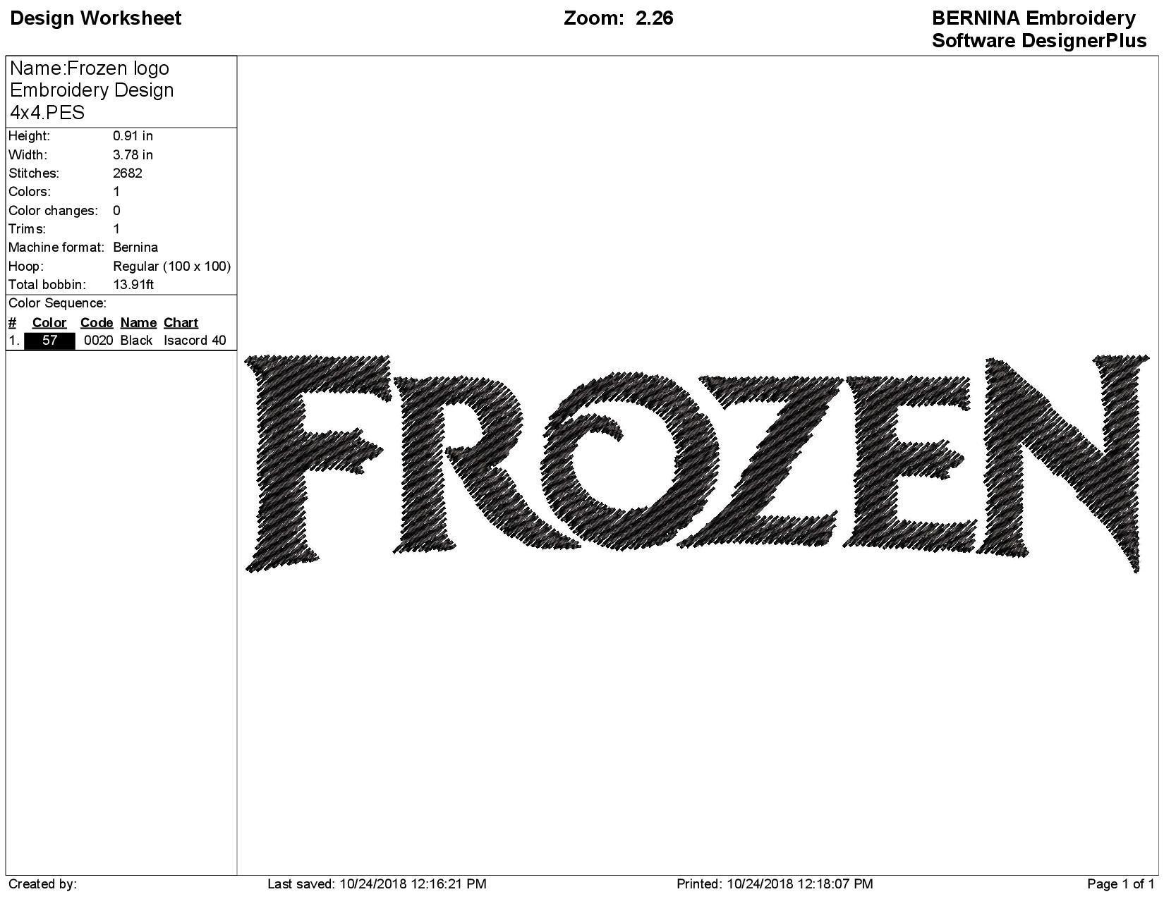 Frozen Black and White Logo - Frozen logo Embroidery Design