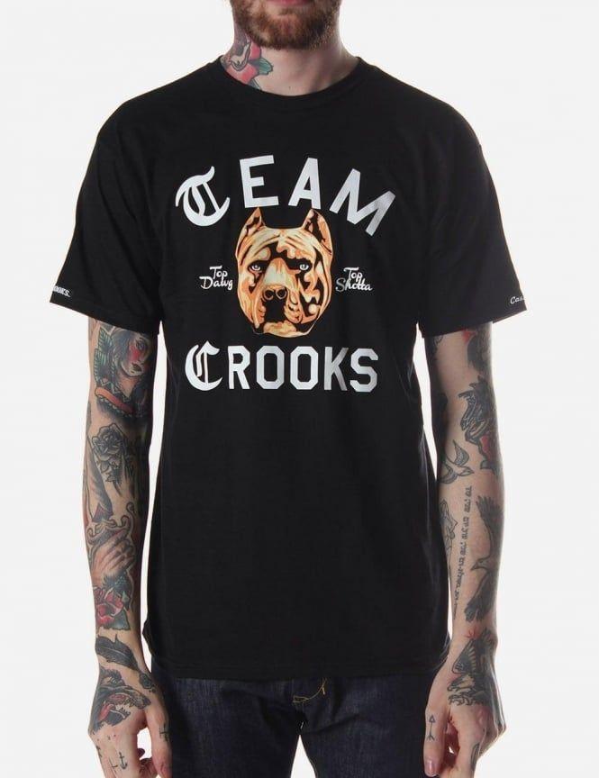 Crooks and Castles Versace Logo - Dog Logo Print Men's T-shirt Black
