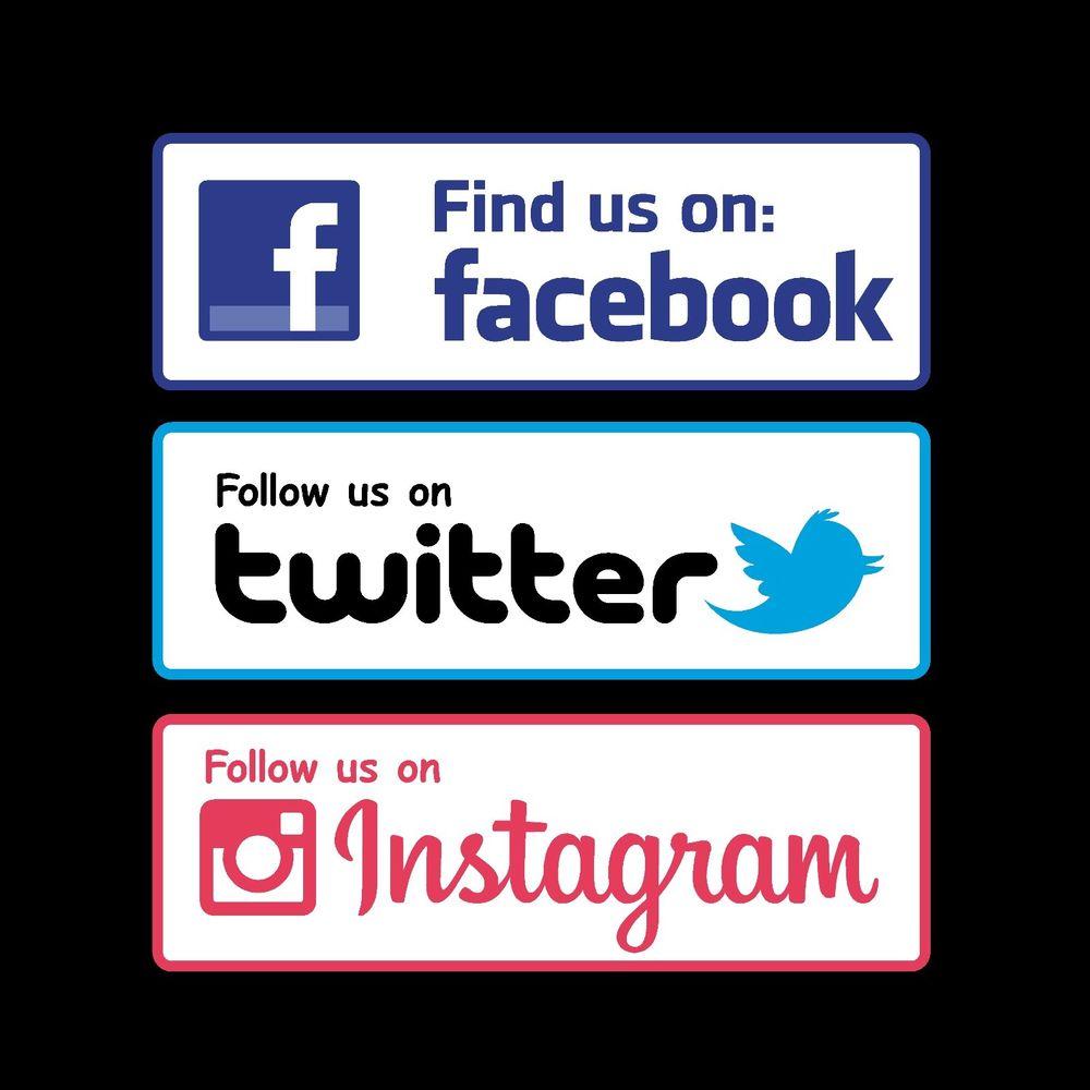 Follow Us On Facebook and Instagram Logo - Facebook Twitter Instagram Logo Sticker Shop Window Van Car Sticker ...