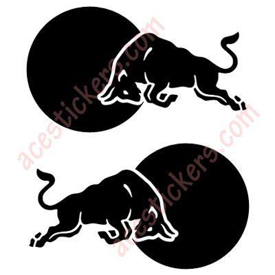 Black and Red Bull Logo - Red Bull Logo Stickers 003 (15 x 8.4 cm) - ステッカー、カッティング