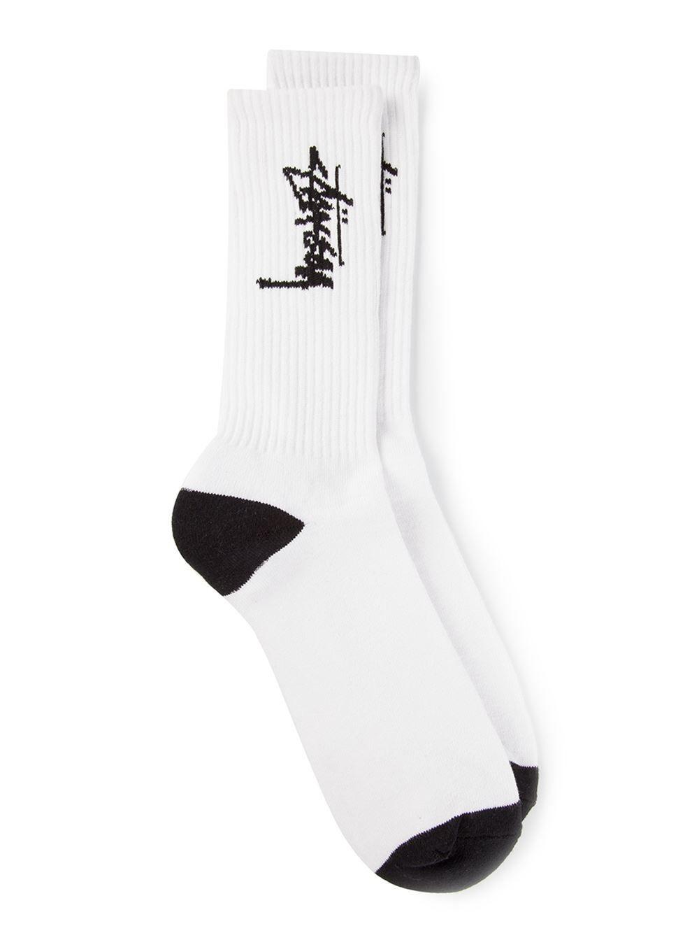 White Socks Logo - Stussy Black Detailed Logo Socks in White for Men
