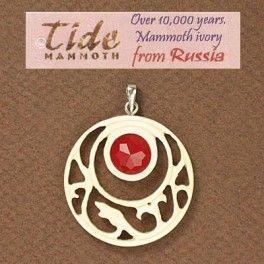 Mammoth in Red Circle Logo - Mammoth Mammoth Ivory Detailed Handcrafted Circle With Red Agate ...