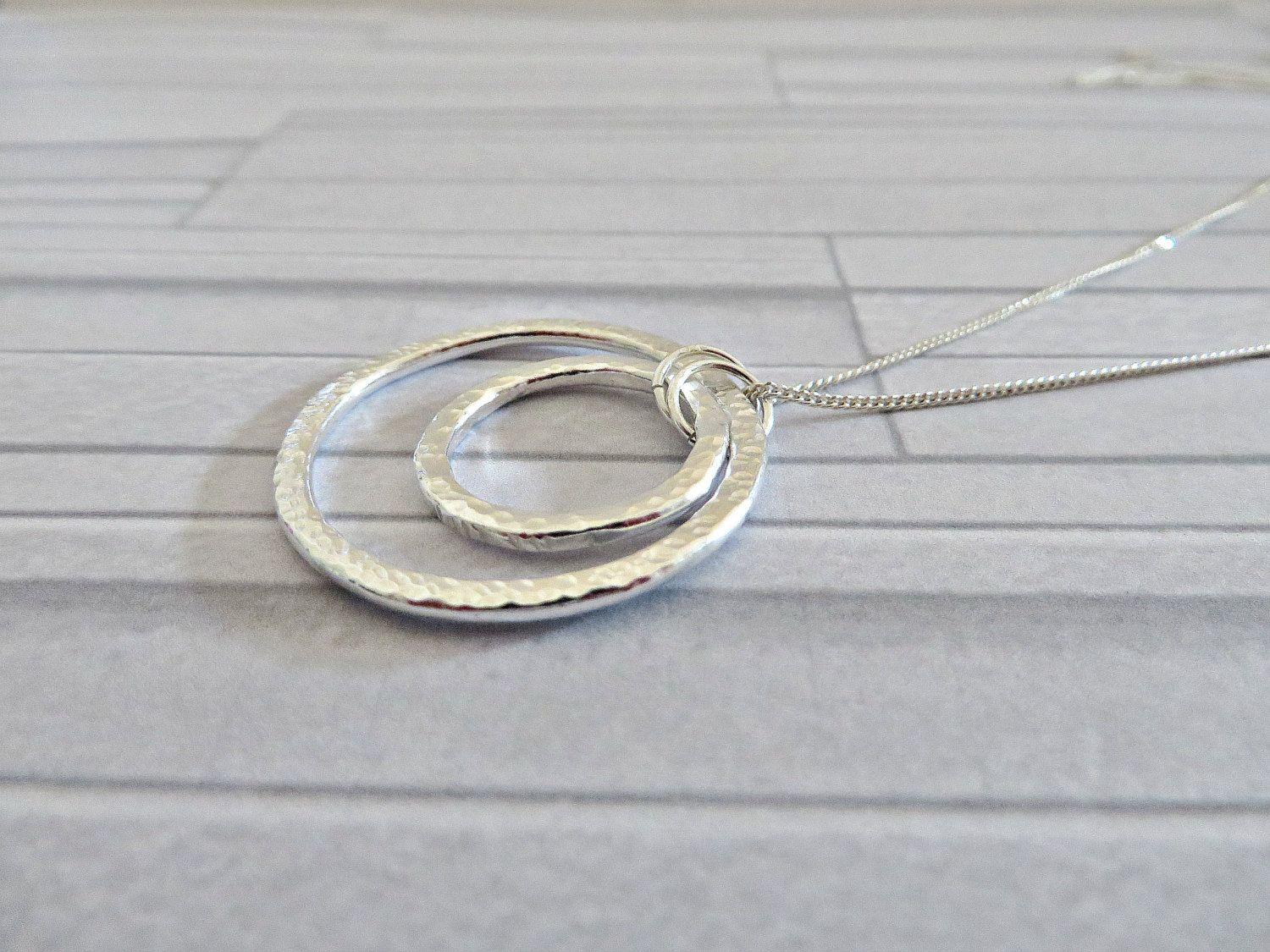Pretty Silver Circle Logo - Fine silver circle pendant, Silver hoop pendant, Double hoop pendant ...