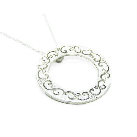 Pretty Silver Circle Logo - Pretty Silver Circle of Life Pendant with Chain