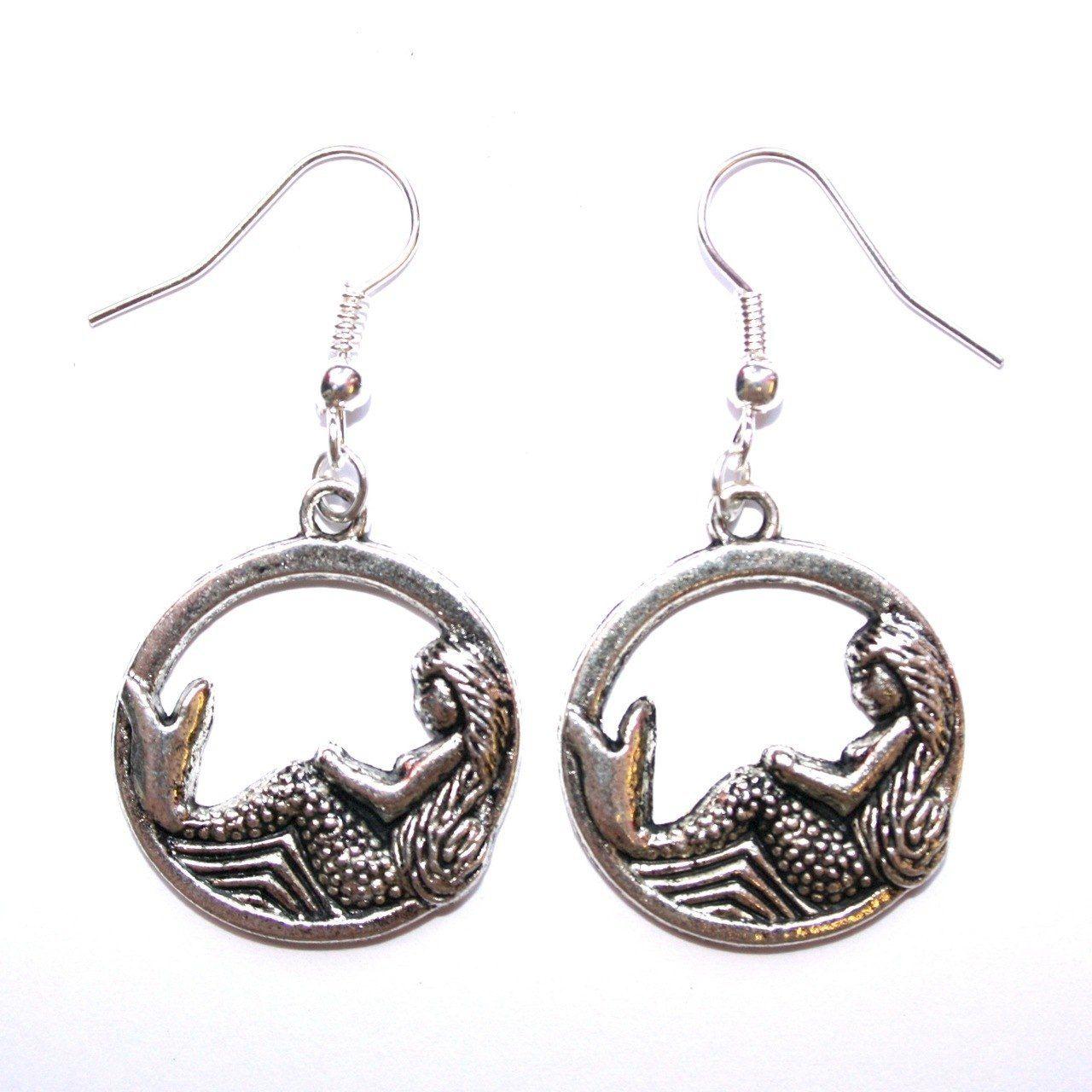 Pretty Silver Circle Logo - Silver Circle Mermaid Earrings