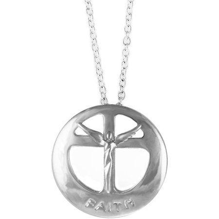 Pretty Silver Circle Logo - Lavaggi Jewelry Sterling Silver Circle Of Faith Pendant Necklace, 18