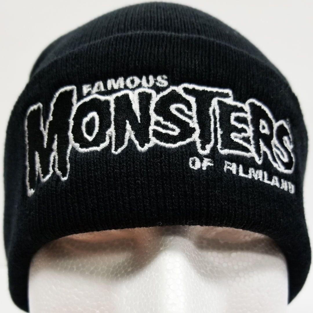 Famous White Logo - Famous Monsters Embroidered Logo Cuffed Beanie - Black/White Logo