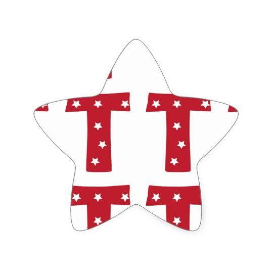 Red Star and the Letter T with a Logo - Letter T - White Stars on Dark Red Star Sticker | Zazzle.co.uk