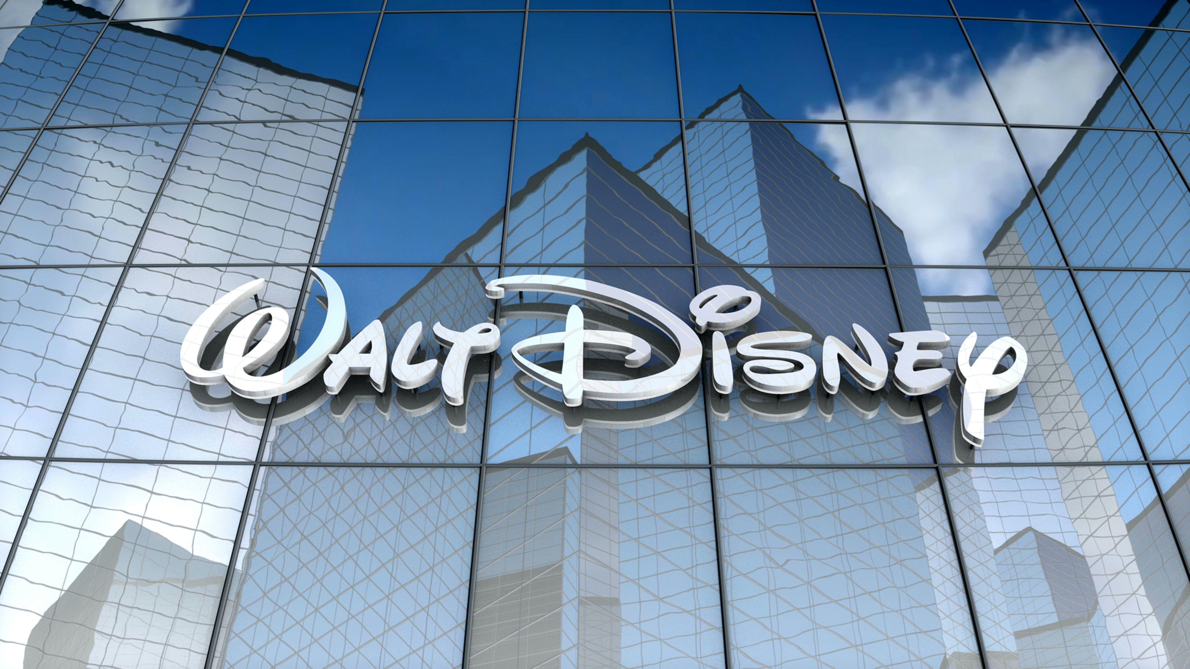 Disney Company Logo - Editorial, The Walt Disney Company logo on glass building. Clip