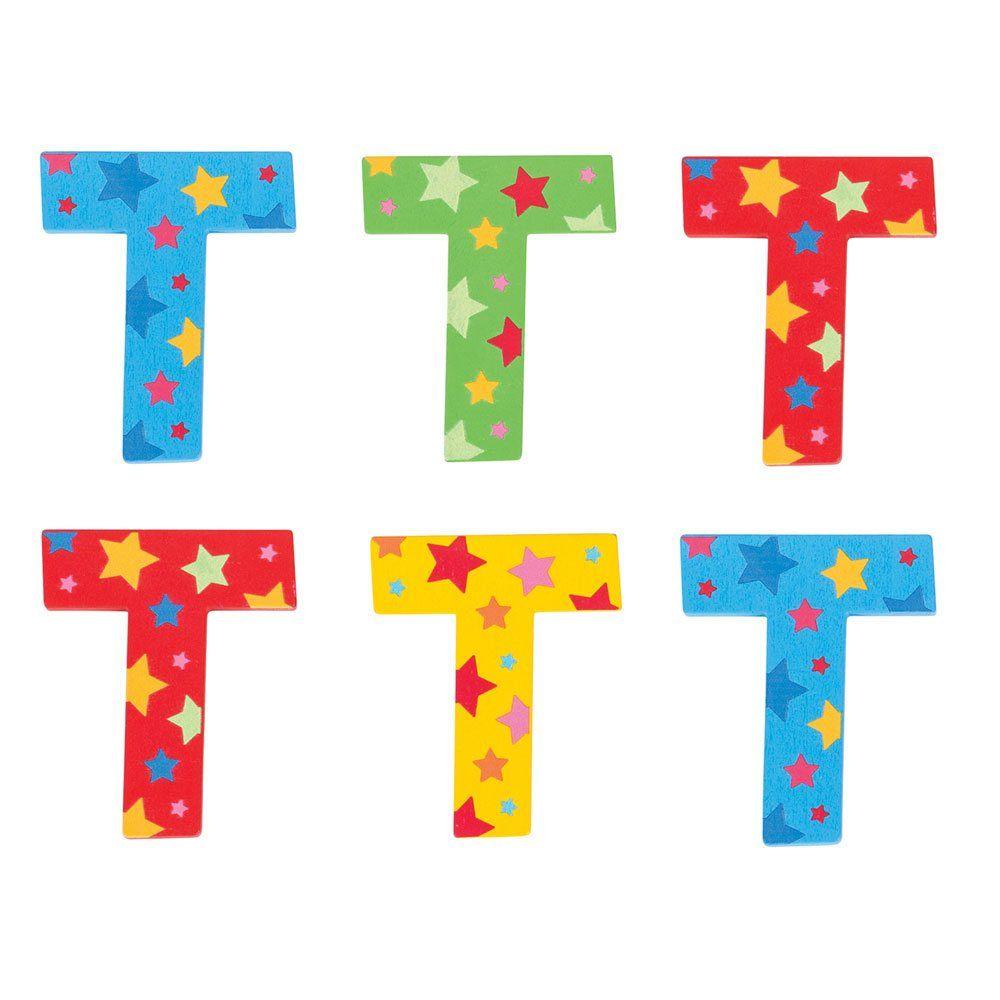 Red Star and the Letter T with a Logo - Star Letter T | Decorative Wooden Letters | Bigjigs Toys