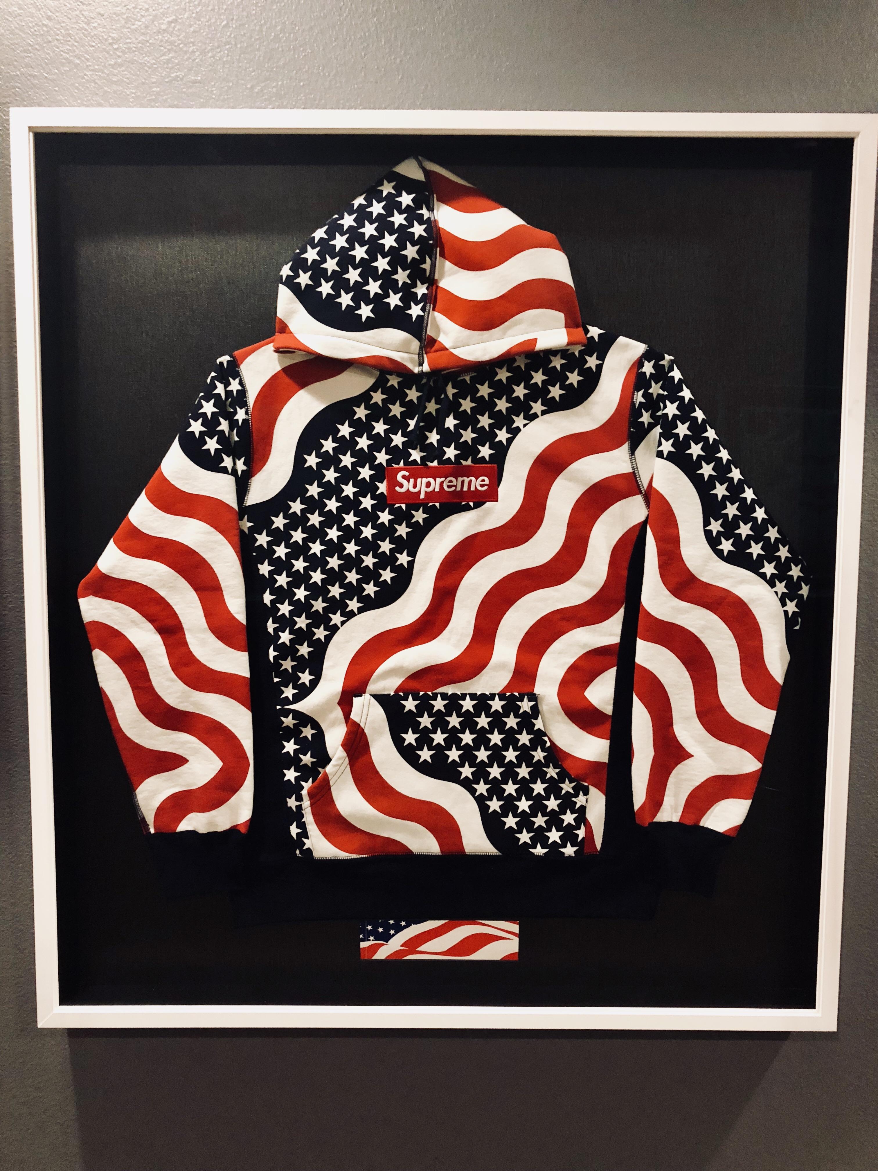 Office Red Box Logo - I framed the USA Box Logo Hoodie with the 9/11 sticker and hung it ...