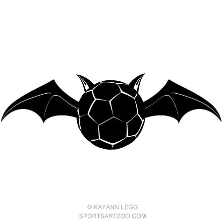 Ball Bat Logo - Vampire Soccer Ball Bat Silhouette