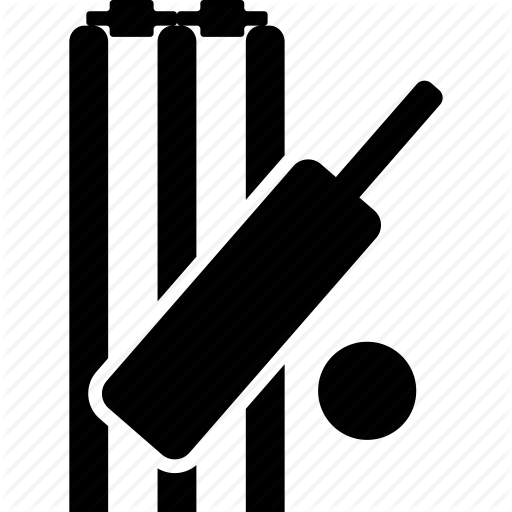 Bat and Ball Logo - Cricket, cricket ball, cricket bat, stumps icon