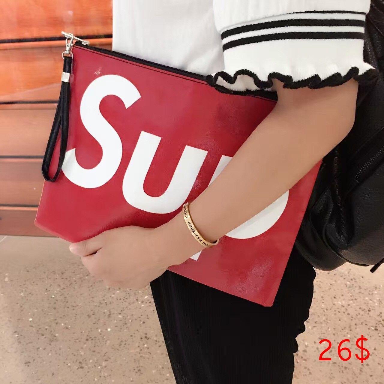 Office Red Box Logo - Supreme box logo handbag, big red fashion purse, party and office both