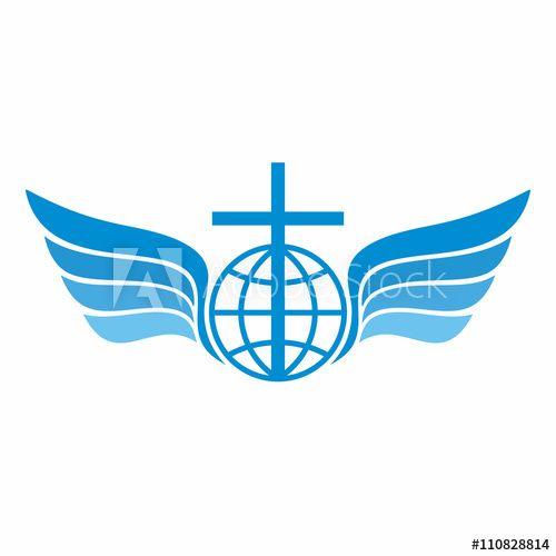 Cross and Globe Logo - Church logo. Globe, world, Jesus' cross and angel wings. this