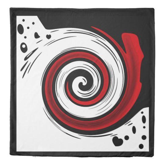 Red White Circle Swirl Logo - Swirl liquid circle modern black red white colors duvet cover ...