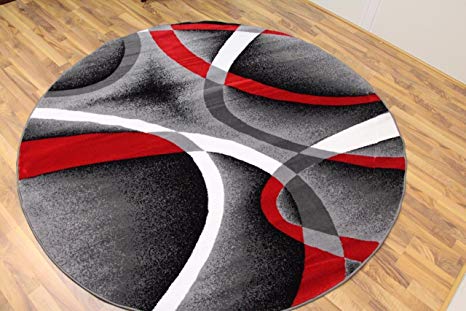 Red White Circle Swirl Logo - Gray Black Red White Swirls 6 feet 5 inch Diameter