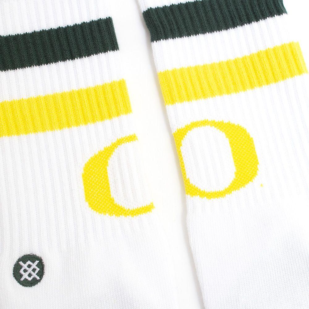 Oregon O Logo - White Stance Oregon Ducks 2 Yellow O Sock