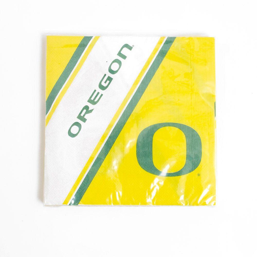 Oregon O Logo - Yellow Oregon O Striped Paper Napkins 20 Count