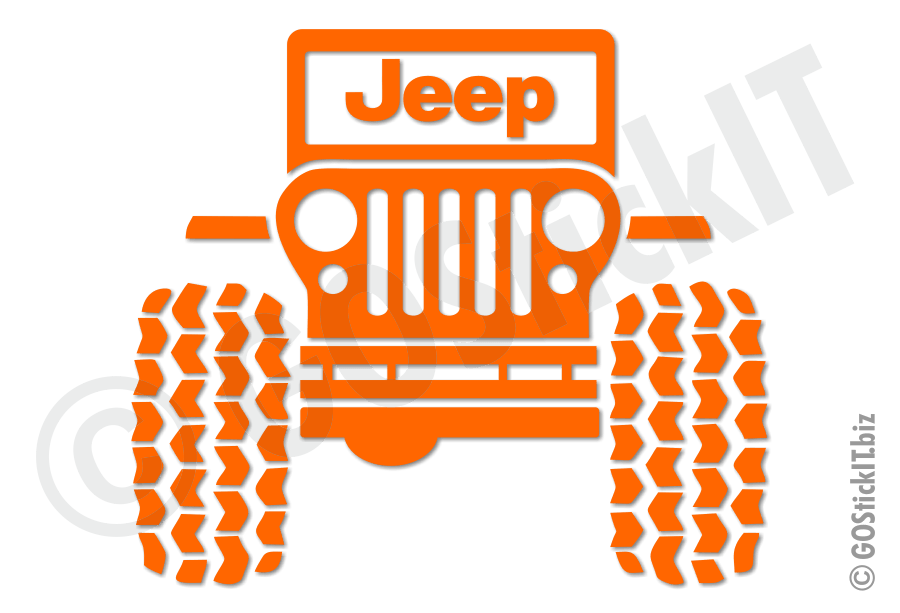 Orange Jeep Logo - Jeep Logo Big Tires Jeep Vinyl Decal Sticker - GOStickIT! Cool ...