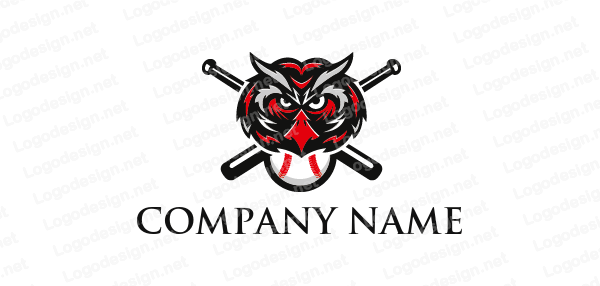 Ball Bat Logo - abstract owl with bat and ball. Logo Template by LogoDesign.net