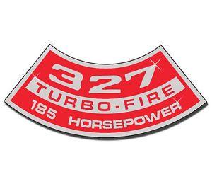 Hp Usa Logo - Chevrolet 327 Turbo Fire 185 HP Air Cleaner Decal Made In USA