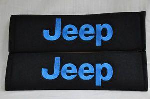 Cool Jeep Logo - Cool Blue JEEP Logo Embroidery Car Seat Belt Cover Shoulder Pads ...