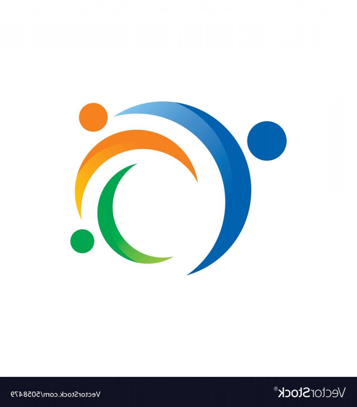 Blue and Orange Circle People Logo - People Circle Connection Group Logo Vector | SOIDERGI