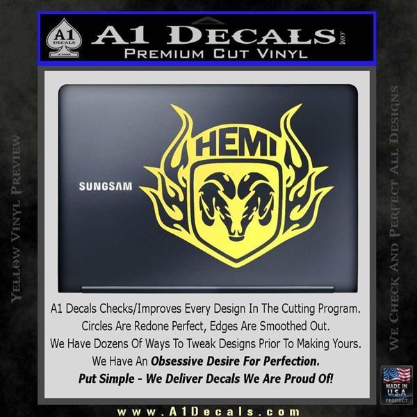 Yellow Dodge Logo - Dodge Ram Hemi Logo Vinyl Decal A1 Decals