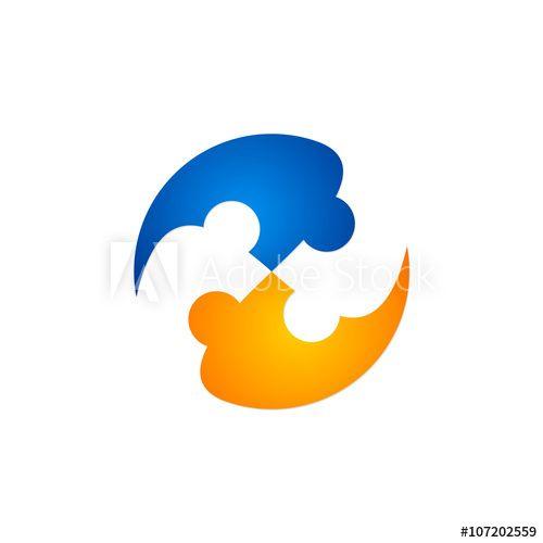Blue and Orange Circle People Logo - circle people puzzle logo - Buy this stock vector and explore ...