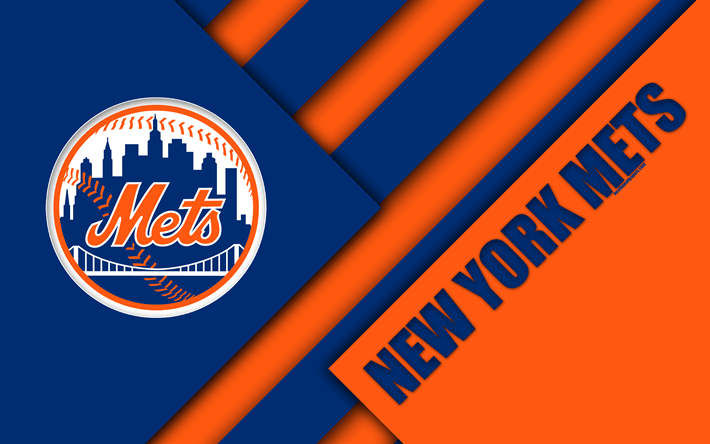 Orange and Blue Baseball Logo - Download wallpaper New York Mets, MLB, 4k, orange blue abstraction