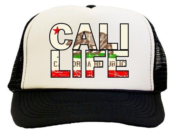 Cali Life Logo - Cali Life Logo Flag Trucker Hat