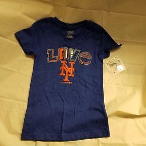 Orange and Blue Baseball Logo - NEW York NY Mets MLB Baseball V-Neck Blue Orange T-Shirt Logo Girl ...