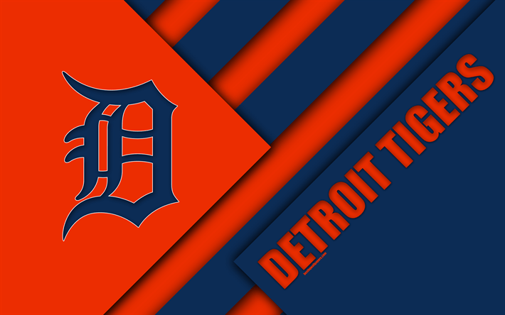 Orange and Blue Baseball Logo - Download wallpapers Detroit Tigers, MLB, 4K, orange blue abstraction ...