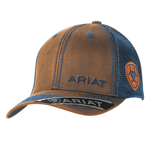 Orange and Blue Baseball Logo - Men's Blue and Orange Oilskin Logo Ball Cap by Ariat