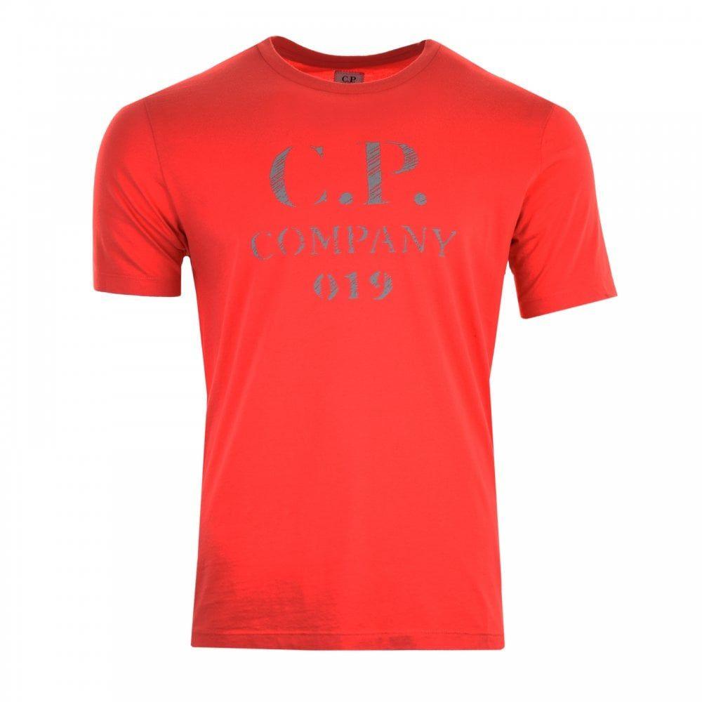 Big Red P Logo - C.P. Company Mens Big Logo T Shirt (Red) From Loofes UK