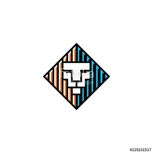 Square Blue Lion Logo - Square Lion Face Abstract Logo Symbol