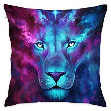 Square Blue Lion Logo - NEHomer Purple Blue Lion Face Hold Pillow Home Square