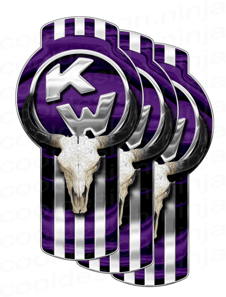 Purple Bull Logo - 3 Pack Of Purple Kenworth Bull Skull Emblem Skins