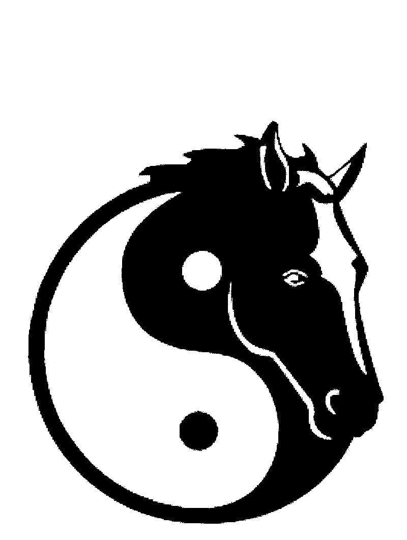 Horse Yin and Yang Logo - HORSE, HEAD EXTENDS FROM SYMBOL, YIN YANG By Susan Weatherill