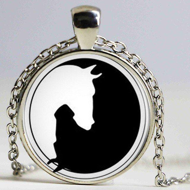 Horse Yin and Yang Logo - Yin Yang Horse Logo 2Styles Silver Pendant Necklace Long Chian ...